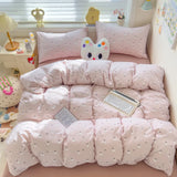 Class A Double Yarn Bedding Set Quilt Comforter Duvet Cover Set Printed Cotton Bedspread Skin Friendly Breathable Four-Piece Set