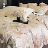 High end Flowers Embroidery Duvet Cover Set 1000TC Egyptian Cotton Bedding Sets Luxury Quilt Cover Fitted Bed Sheet Pillowcases