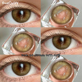 1 Pair Colored Contact Lenses Natural Brown Pupils Blue Eyes Contact lenses Gray Soft Contacts 14.50mm