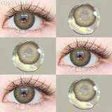 1pair Colorcon Contact Lenses Green Color Lens Natural Brown Eye Contacts Gray Pupils Beautiful Cosmetic Yearly Lenses