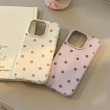 Korean Retro Full Screen Polka Dots Soft Phone Case for iPhone 17 16 15 14 13 12 Pro Max Candy Color Shockproof Protective Cover
