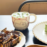 Cute Bear Ceramic Mug Hand Pinched Irregular Porcelain Coffee Cup Breakfast milk oatmeal cup Water Cup For Office Couple Gift