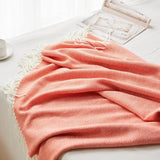 Ikeehome  Quality Soft Wool Knitted Jacquard Blanket Plaid Quilt Wavy Herringbone Fringe Cover for Sofa Bed Blankets Thread Bedspread