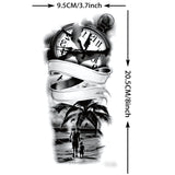 1 Sheet Compass Family Temporary Tattoos For Women Men Adults Flower Tribal Maori Totem Tattoo Sleeve Waterproof Temp Stickers