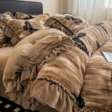 Latest French Style Winter Thickened Milk Fleece 4pcs Bedding Sets Soft Luxury Warm Quilt Cover Sheet Pillowcases