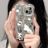 Chinese Red 3D Water Ripple Cover For iPhone 15 Pro Max 14 Pro 13 12 Pro 11 Soft Case Fashion Wave Gloss Phone Protection Shell