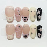 10Pcs Extravagant Handmade Press on Nails with Cat Eye Maple Leaves False Nails Square Ballerina Wearable Manicure Autumn-winter