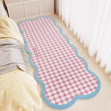 Special-shaped Runner Rug Pink Plaid Bow Bedroom Bedside Carpets Fashionable Ins Creative High-end Coffee Table Mats 러그 Alfombra