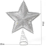 25CM Red Gold Glitter Star Christmas Decoration Xmas Tree Topper for Home Decor Ornaments Navidad New Year 2025 Gifts Accessory