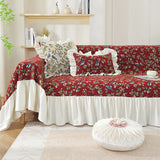 Pastoral Retro Printed Sofa Cover with Skirt All-Inclusive Floral Sofa Towel for Four Seasons Luxury Soft Furniture Protector