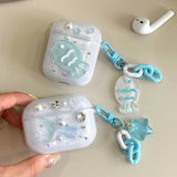 Earphone Case For AirPods 4 Glitter Fish Mermaid Star Pearl Protective Case with Keychain for Airpods 1 2 3 4th Pro Pro2