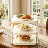 3-Layer Foldable Tray Rack Multi-functional Collapsible Prep Tray Rack Durable Space Saving Dish Storage Stand