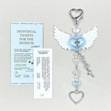 INS Korea Plush Wing Heart Beaded Charm Phone Pendant Crystal Wristband Keychain Bracelet Lanyard Cord