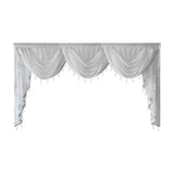 White Lace Flowers Sheer Wavy Valance Curtain Luxury Beaded Floral Waterfall Scallop Curtain for Living Room Bay Window Drapes