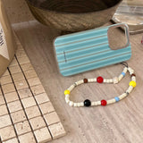 Blue stripes summer phone case for iphone 14pro 15pro 12 14 13 15 pro max 15promax 13pro shell colorful chain ins funda cover
