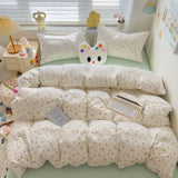 Class A Double Yarn Bedding Set Quilt Comforter Duvet Cover Set Printed Cotton Bedspread Skin Friendly Breathable Four-Piece Set