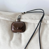 For Airpods 4 4th Case Leather Business Cases For AirPods 4 3 2 1 Pro Cover Headset Shell Headphone Funda With Neck Long Lanyard