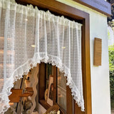 French Romantic Vintage White Lace Arched Curtains with Beaded Ruffles Design Rod Pocket Oversized Curtain for Various Room Type