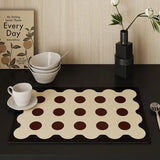 Vintage Polka Dot PU Leather Table Mat Heat-Resistant Absorbent Pad for Dining Table Kitchen Countertop & Coffee Table Use