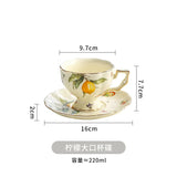Vintage European-style Coffee Mug Afternoon Tea Set Tape Disc Teapot Kettle Lemon Pattern Porcelain Handle Cup Mugs Coffee Cups