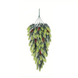 Teardrop Shape Artificial Christmas Pine Branches with Faux Pine Cone Green Hanging Snowy Norfolk Pine Needles Plastic Simulated