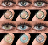 1 Pair Color Contact Lenses for Eyes Graduated Blue Fashion Optical Lenses Green Pupils Gray Natural Eye Contacts
