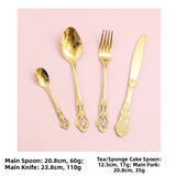 Retro Ins Luxury Relief Stainless Steel Fork And Knife Set Golden And Silver Home Dining Utensils Steak Knife And Fork Set