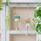Nordic Wood House Wind Chime Handmade Hanging Bell Door Handle Wall Kids Room Decorations Garden Home Office Nursery Decor