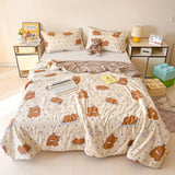 Washed Cotton Printed Summer Quilt Air Conditioner Thin Quilt Machine Washable Lightweight Single Double Bedding Soft Breathable