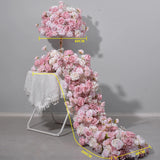 New Arrival Pink Artificial Flower Ball Floral Row Wedding Arch Backdrop Decor Flower Row Faux Flower Arrangement for Banquet