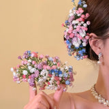 Gypsy Simulated Flower Bouquet Hair Clip High End Exquisite Hair Jewelry