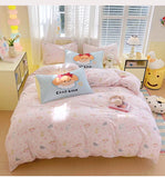Washed Cotton Pink Duvet Cover Girl Room Decor Breathable Comforter Cover with 2 Pillowcases Bed Linens Bedding Set Home Textile