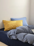 Ikeehome  Mixed Color Cotton Bedding Set Plain Cotton Waed Fabric Color Woven Design Dormi Tee Piece Set Pure Cotton Bed Canopy