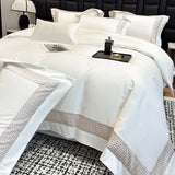 600TC Egyptian Cotton Luxury Embroidery Hotel Style Bedding Set Queen King Size Duvet Cover Flat/Fitted Bed Sheet Pillowcases