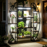 XXL Metal Half-Moon Shape Plant Stand Multilayer Ladder Garden Flower Rack Oval Bookshelf for Garden Balcony Patio