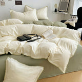 Solid Color Soft Duvet Cover Set Skin Friendly Washable Cotton Queen Bedding Set with Comforter Cover Bed Sheet and Pillowcases