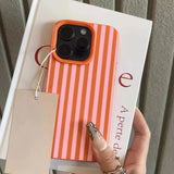 Luxury Double Color Contrast Stripe Case for iPhone 17 16 15 Pro Max 14 Plus 12 13 11 Colorful Lichee Leather Shockproof Cover