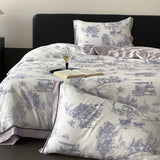 Luxury Organic Bamboo Soft Silky Printing Bedding Set Single Double Queen King Size Duvet Cover Flat/Fitted Bed Sheet Pillowcase