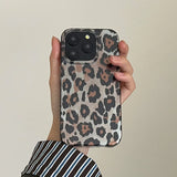 Retro Leopard Print Smooth Pattern Mobile Phone Protective Case for iPhone 16 15 14 13 12 Pro Max Shockproof Protection Cover