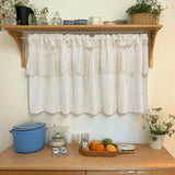 French Romantic Cream Geometric Semi Sheer Cafe with Curtain Beige Crochet For Bows Kitchen Cabinet Doors Bohemian Home Decor