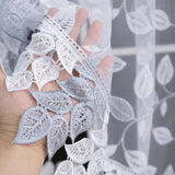 1PC Leaf Embroidered Lace Sheer Curtain, Double Layer Arch Design, Breathable Light Filtering For Kitchen Bedroom Living Room
