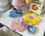 Handmade Tufted Coaster Floral Cup Holder Mat Drink Pad Mug Support Dining Room Decor Home Table Decoration Accessories 20cm