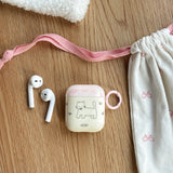 Chic Lovely Line Kitten Cat Bowknot Light Pink Earphone Case with Pink Ring Cover for AirPods 1 2 3 4 Pro Pro2