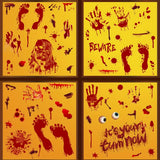 3D Halloween Decorations 84pcs Halloween Window Clings 9 Sheets Bloody Handprint Footprint Halloween Wall Decal Floor Clings