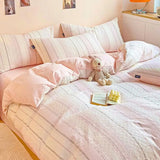 Class A 60S Pure Cotton Bedding Sets Jacquard Cotton Skin Friendly Comforter Cover Set Girl Duvet Cover Set for Queen King Size