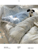 A-Class Skin Friendly Printing Bedding Set With Lace Duvet Cover Bed Sheet Pillowcases Four Piece Set Bedroom Decor Home Textile