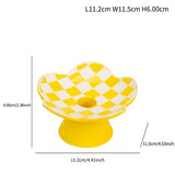 Creative Ceramic Candlestick Hand-painted Checkered Cherries Candle Holder Candle Stick Holder Home Decoration Accessories