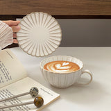1Set 250ml Shell Coffee Cup and Saucer Set, Retro Japanese Ceramic Coffee Cup and Saucer, Suitable for Home Decoration, Home Daily Use, Breakfast Bread, Milk Cup and Saucer, Afternoon Tea Coffee Latte Latte Art Cup, Gift Givi