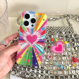 Cute Heart Colorful Rainbow Star Glitter Phone Case for IPhone 14 15 16 Pro Max 15pro 13 IMD Silicone Shockproof Back Cover Case