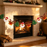 1Set Felt Christmas Hanging Bunting Banner with Santa Reindeer Christmas Tree, for Fireplace Mantel Door Outdoor New Year Party